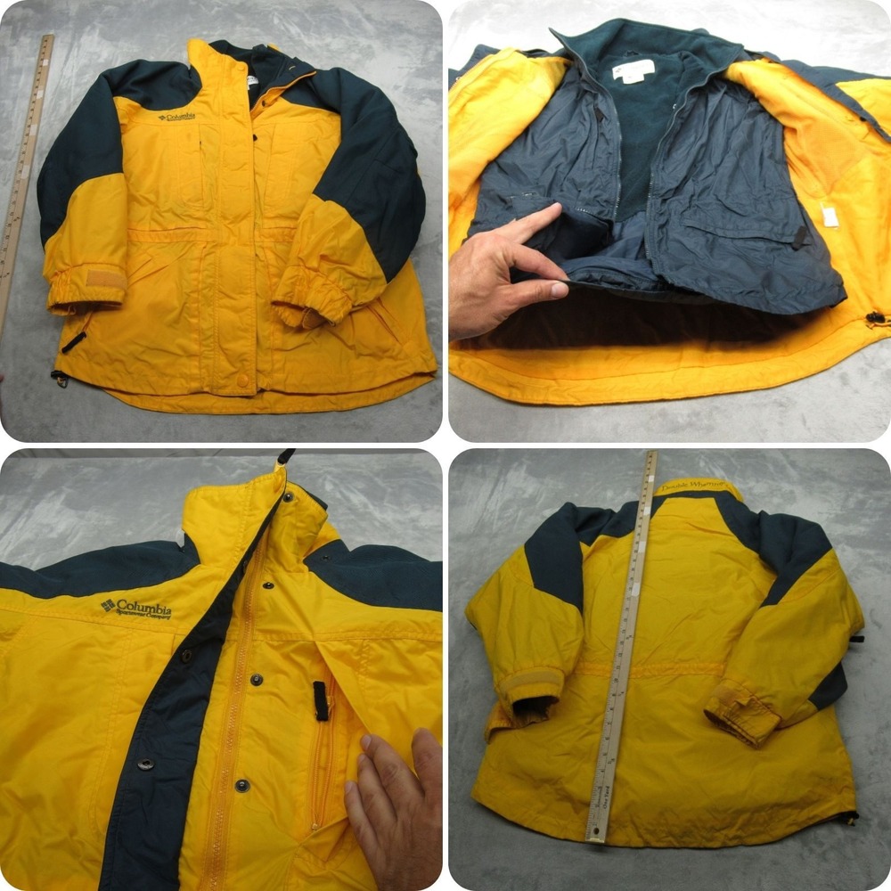 Columbia Jacket Women Small Yellow Double Whammy Removable Liner Waterproof 3in1